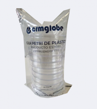 CAJA PETRI DE PLASTICO, ESTERIL DE 90X15 MM, PAQ/10 PIEZA, CAJA CON 500 PZAS. CRMGLOBE