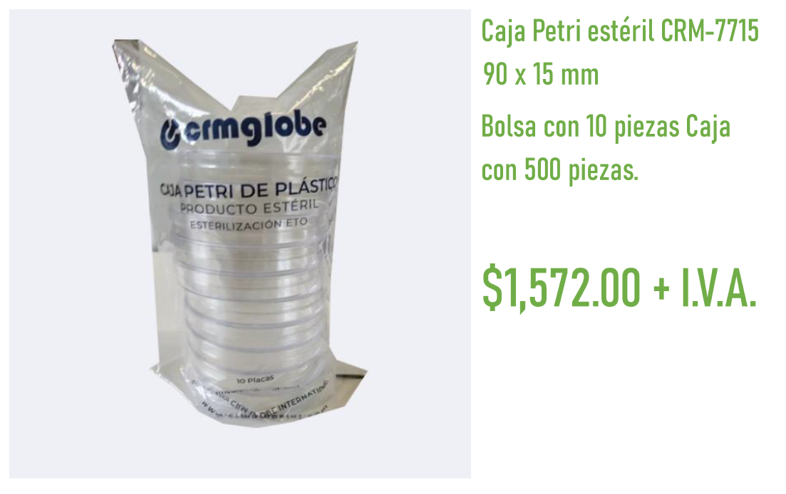 caja petri estéril crm-7715 90 x 15 m